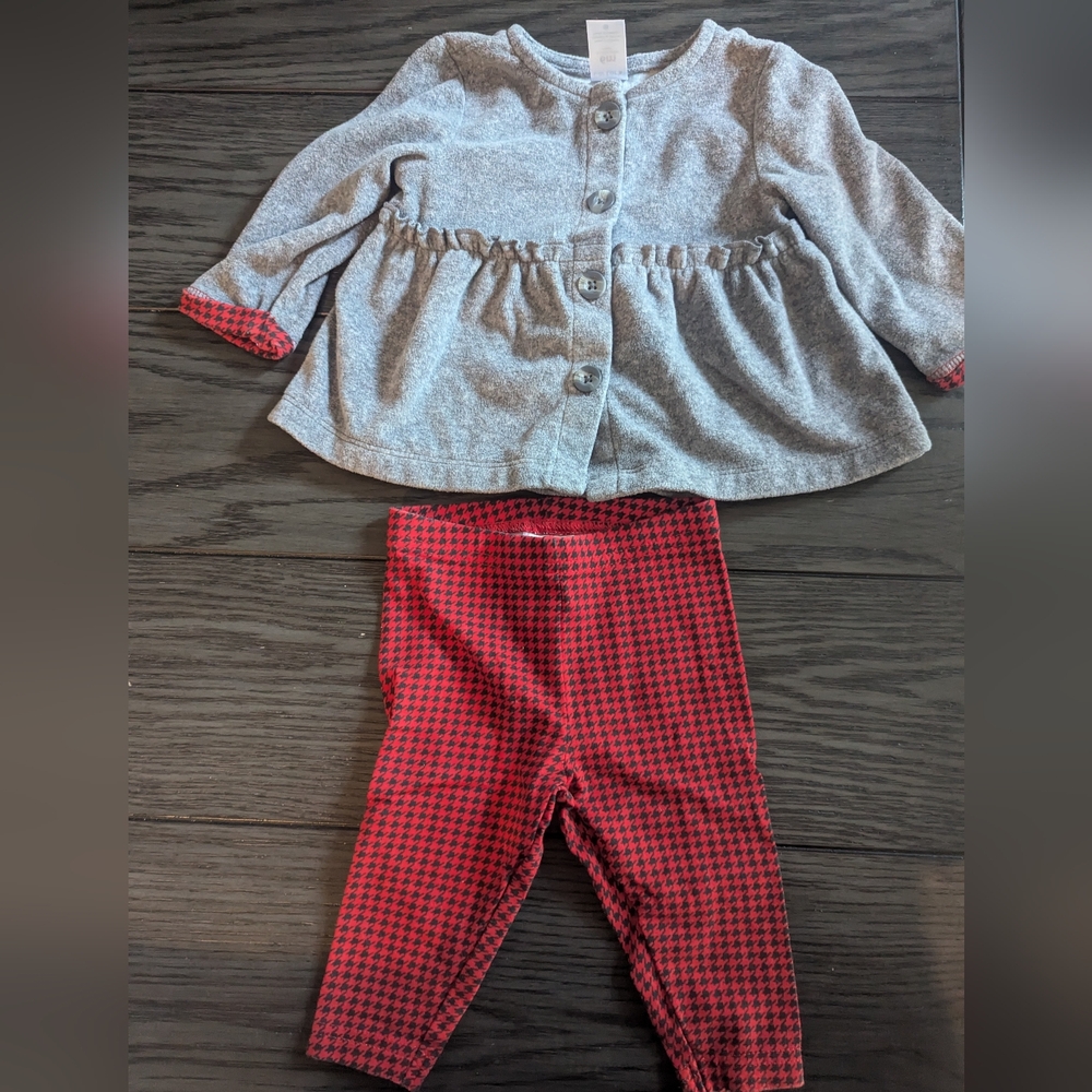 6 month Carter's Houndstooth and Fleece two piece outfit